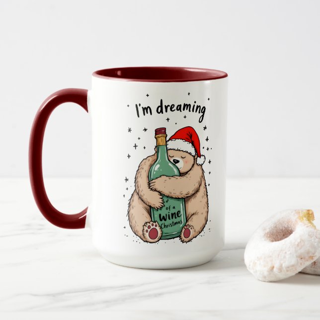 Taza Sueño con una Navidad de vino (Con donut)