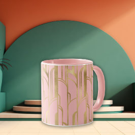 Taza Sueños Art Déco rosados y dorados