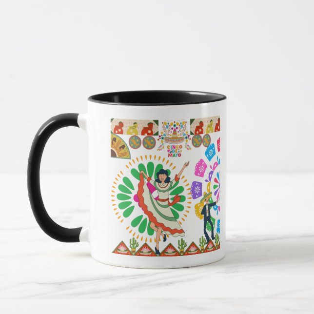 Taza Sueños de Viva Fiesta negro y blanco (Izquierda)