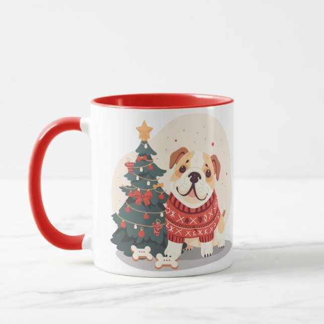 Taza Suéter de Navidad para Bulldog Inglés (Izquierda)