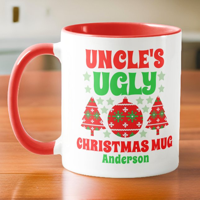Taza Suéter de Navidades feos del tío personalizado (Subido por el creador)