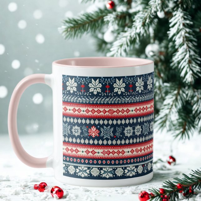 Taza Suéter feo de Navidad con copo de nieve y mango ro (Subido por el creador)
