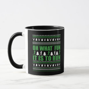 Taza Suéter navideño feo corriendo