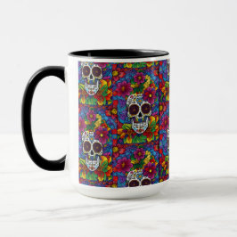Taza Sugar Skull Art - Fiesta Floral