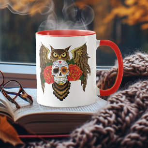 Taza Sugar Skull Rosa Owl
