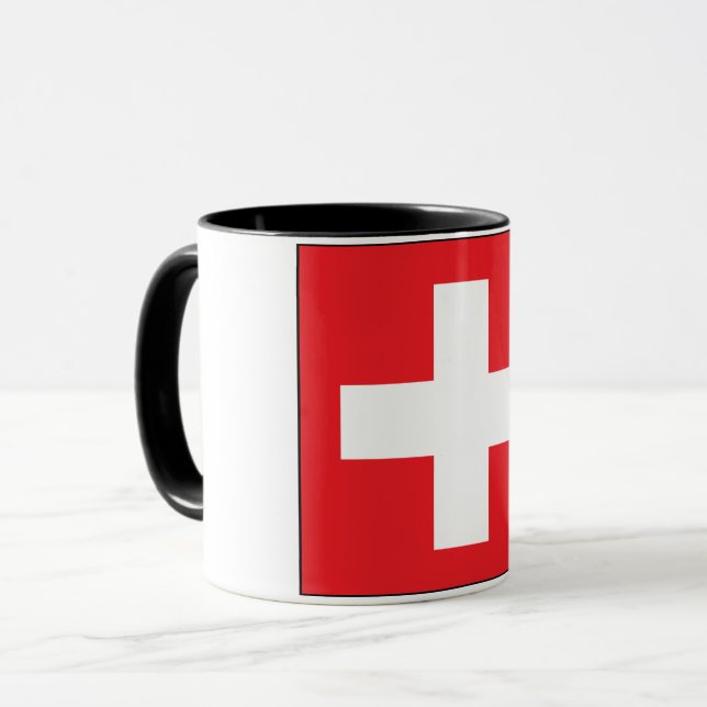 Taza suiza cuadrada de la bandera (Anverso izquierdo)