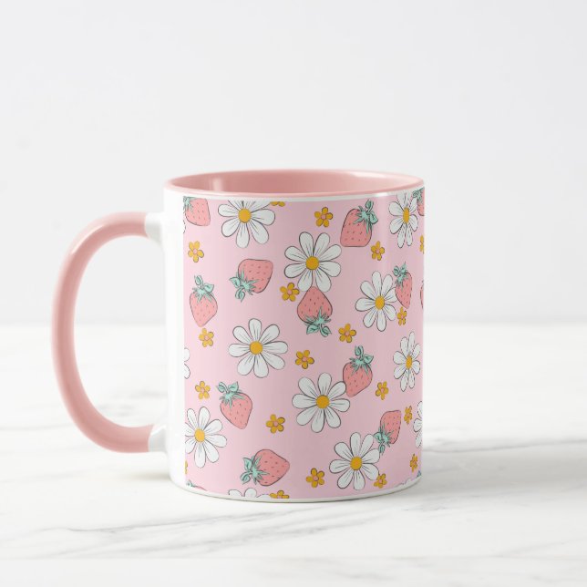 Taza Summer Strawberry Daisy Pattern  (Izquierda)