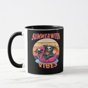 Taza Summerween Vibes Grim Reaper Flamingo Floor Retro