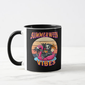 Taza Summerween Vibes Grim Reaper Flamingo Floor Retro