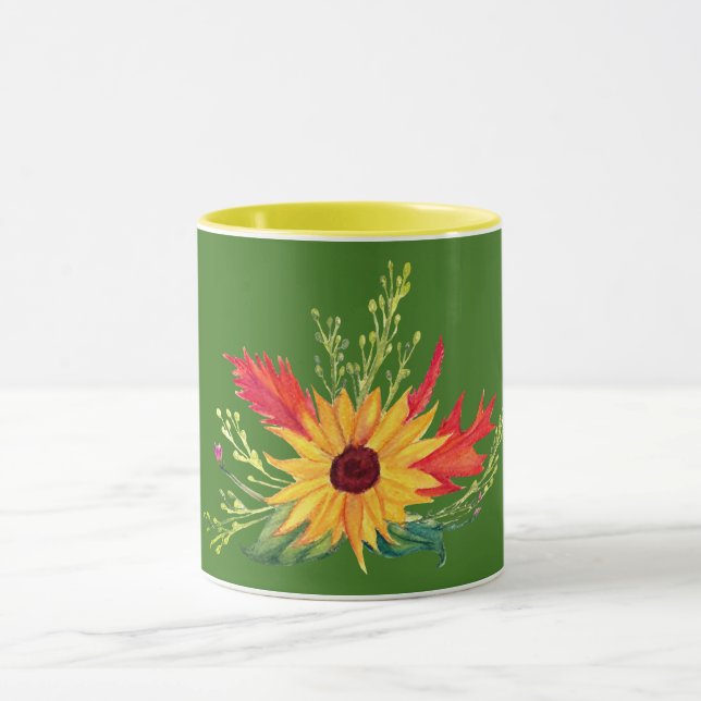 Taza Sunflower Autums Leaves fall Mug (Centro)
