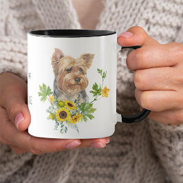 Taza Sunflower Eucalyptus Yorkshire Terrier Mug