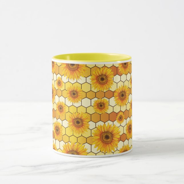Taza Sunflower Lovers and bees, Bright Kitchen Decor  (Centro)