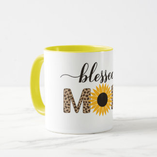 Taza Sunflower Moderno y Cheetah Bendecido Café De Mamá