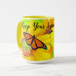 Taza Sunflower Monarch Butterflies