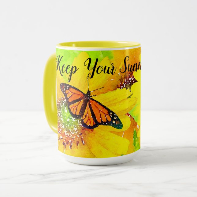 Taza Sunflower Monarch Butterflies (Anverso izquierdo)