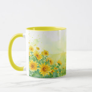 Taza Sunflower Serenade Watercolor Coffee Mug