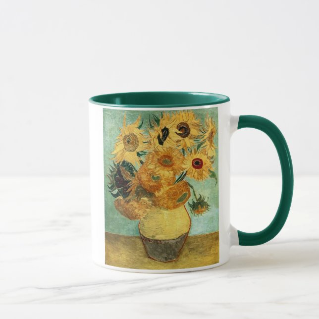 Taza Sunflowers in a Vase (F455) Van Gogh Bella Artes (Derecha)