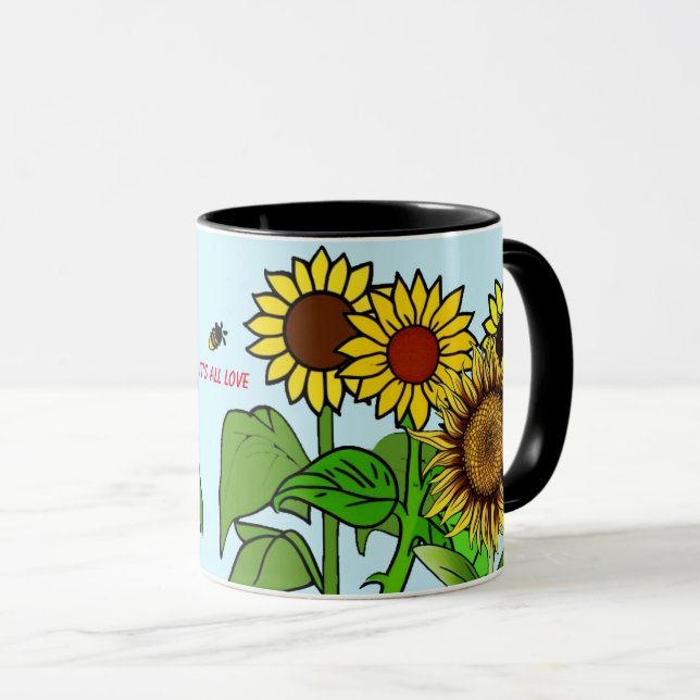 Taza Sunflowers It's all Love Blue Sky Mug (Anverso derecho)