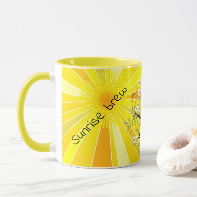 Taza Sunny Yellow Cheery Sunrise Brew (Con donut)