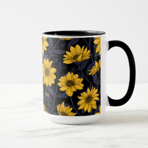 Taza Sunroot, girasol salvaje en amarillo y azul