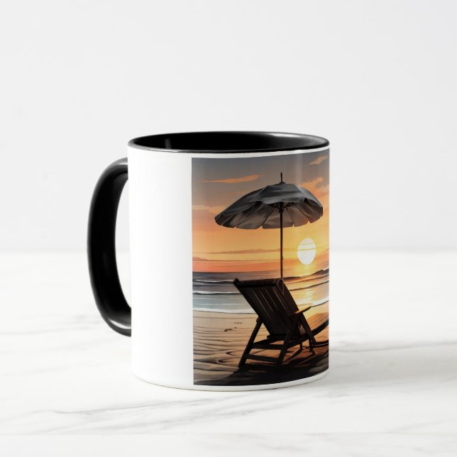 Taza "Sunset Beach Chair Mug - Coastal Relaxation Cup" (Anverso izquierdo)