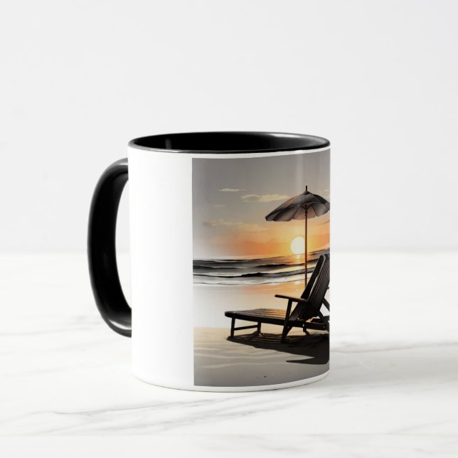 Taza "Sunset Beach Chair Mug - Coastal Relaxation Cup" (Anverso izquierdo)