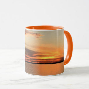 Taza Sunset Beach Sea Water Ocean Summer Sunrise Reláj