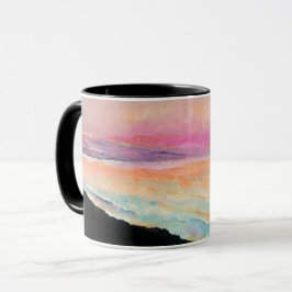 Taza Sunset Lake Pink Blue Art