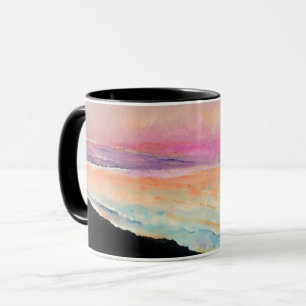 Taza Sunset Lake Pink Blue Art