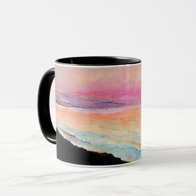 Taza Sunset Lake Pink Blue Art (Anverso izquierdo)