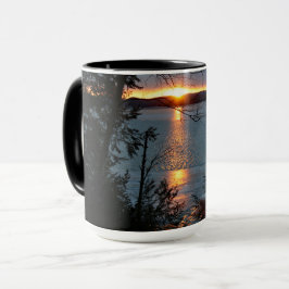 Taza Sunset Over Forest Lake Coffee Mug