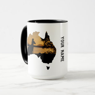 Taza Sunset personalizado de canguro negro, blanco y or