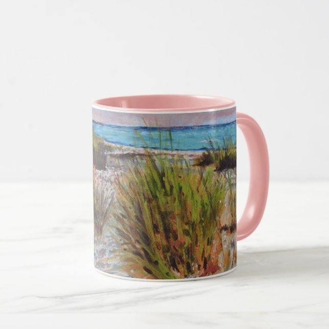 Taza Sunset Pink Florida Beach Art (Anverso derecho)
