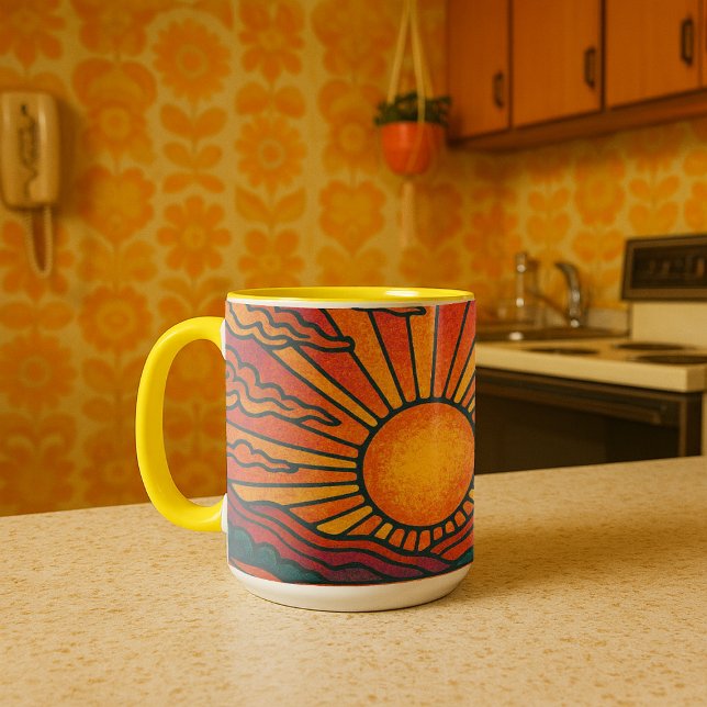 Taza Sunset retro psicodélico (Subido por el creador)
