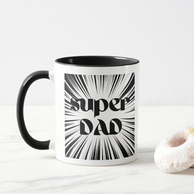 Taza Super Dad Mug, tema de superhéroes, regalo para pa (Con donut)
