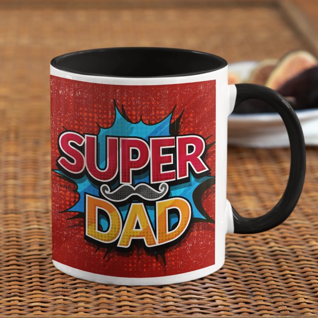 Taza Super Dad Mustache Modern Grunge (Subido por el creador)