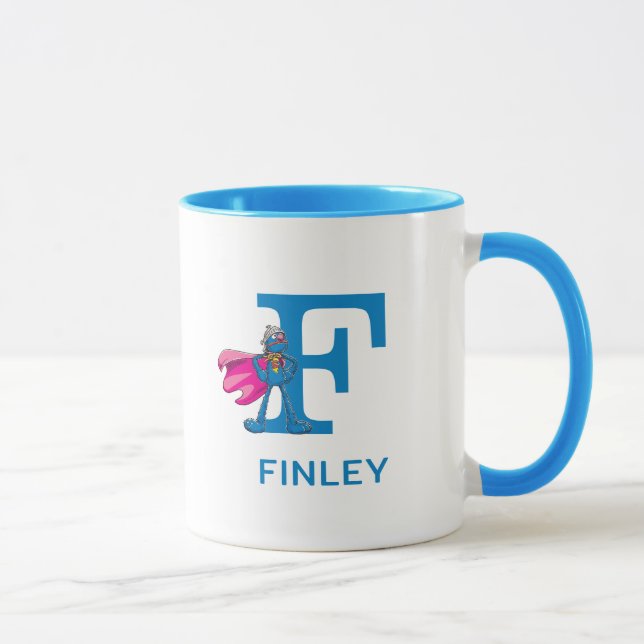 Taza Super Grover Añadir tu nombre y monograma F (Derecha)