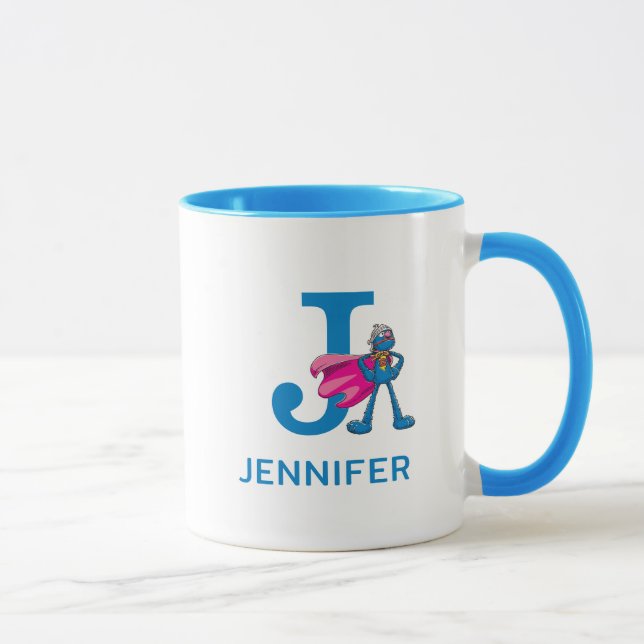 Taza Super Grover Añadir tu nombre y monograma J (Derecha)