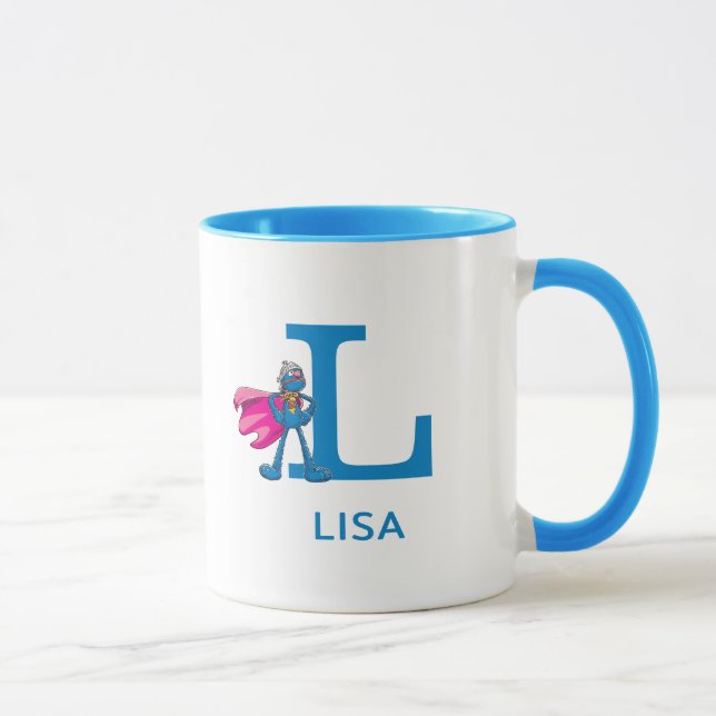 Taza Super Grover Añadir tu nombre y monograma L (Derecha)