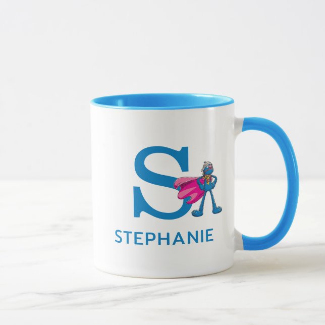 Taza Super Grover Añadir tu nombre y monograma S (Derecha)