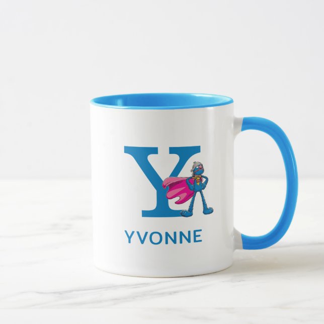 Taza Super Grover Añadir tu nombre y monograma Y (Derecha)