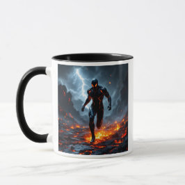 Taza Super-héros traversant la lave.