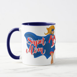 Taza Super Mamá de arte pop cómico en Cape Mug