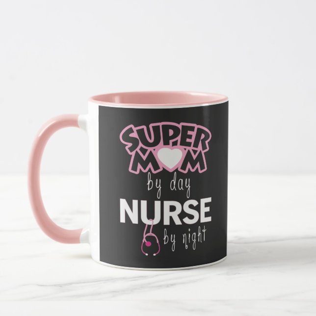 Taza Super Mamá por enfermera de día de noche (Izquierda)