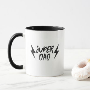 Taza Super Mug negro del Relámpago de Super Dad