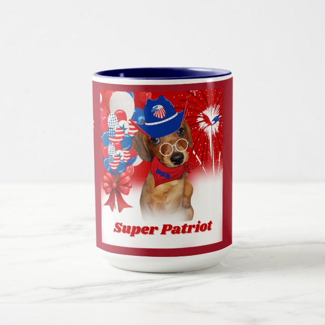 Taza Super Patriot Dachshund Coffee Mug (Centro)