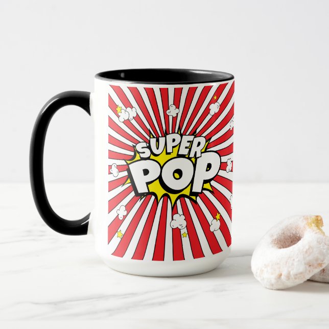 Taza SUPER POP! Comic Book Pop Art Fun Pun Dad  (Con donut)
