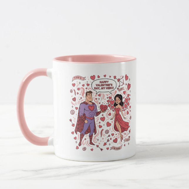 Taza Superhero Couple Valentine Mug (Izquierda)