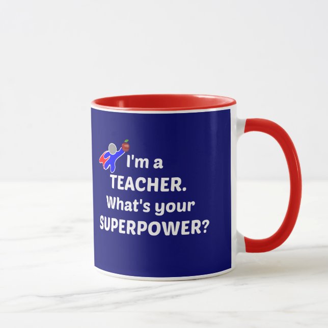 Taza Superhéroe docente - Texto blanco (Derecha)