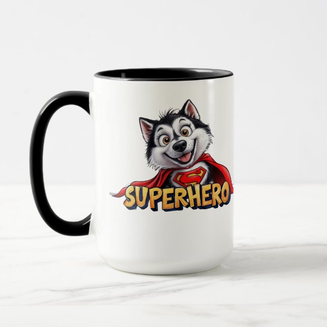 Taza Superhéroe Husky: ¡Conoce al superperro!" (Izquierda)